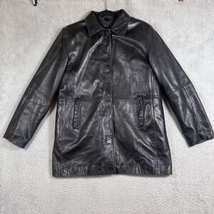 JLC New York Leather Jacket Mens Medium Black Outerwear Classic Coat Lined